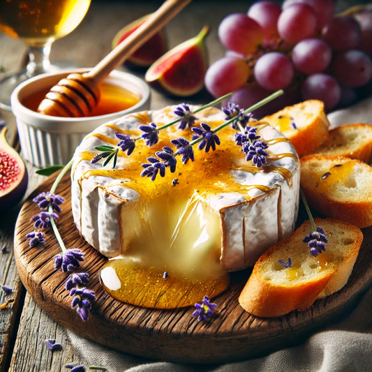Lavender Honey Glazed Brie with Crackers