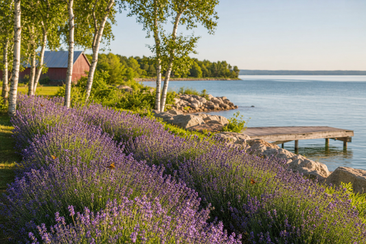 Lavender fields in full bloom in Door County, Wisconsin.