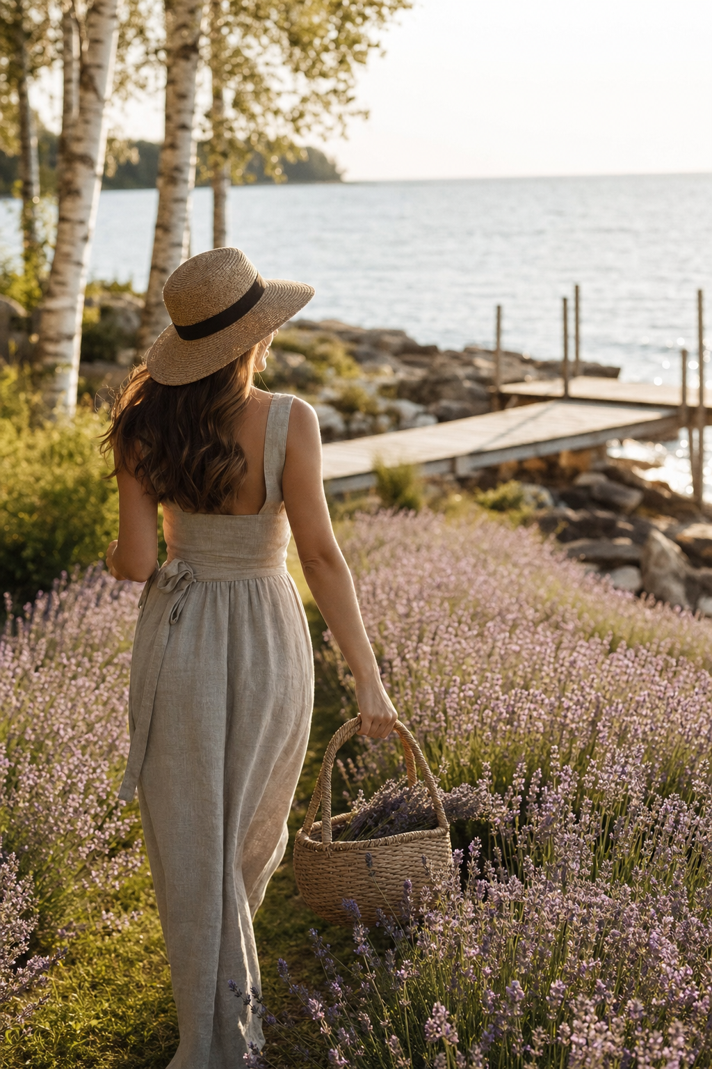 Outfit and bag essentials for a lavender field photo shoot in Baileys Harbor, Door County, Wisconsin.