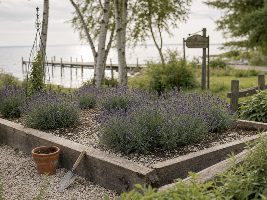 Lavender soil drainage in a raised Door County garden by Green Bay, Wisconsin