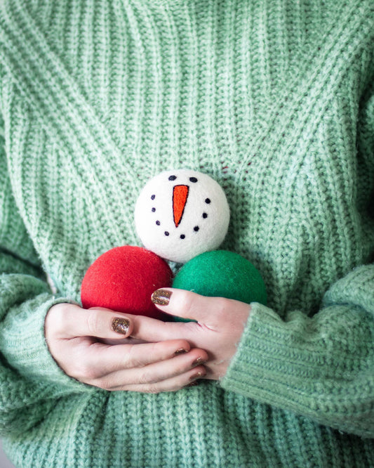 3 Holiday Dryer Balls With Bag