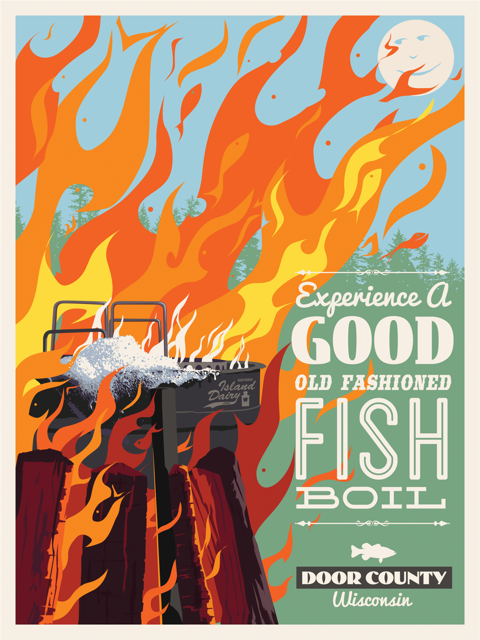 Door County Fish Boil Poster from Island Lavender