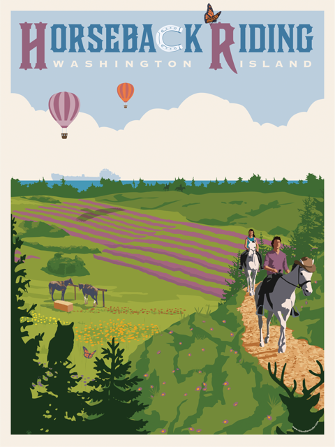 Horseback Riding on Washington Island Poster from Island Lavender