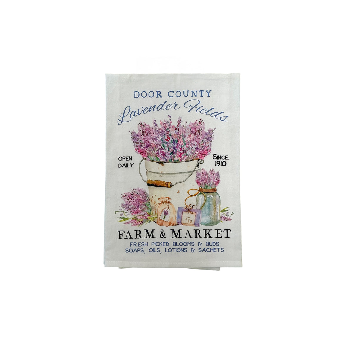 Lavender Field Farm & Market Cotton Tea Towel from Island Lavender