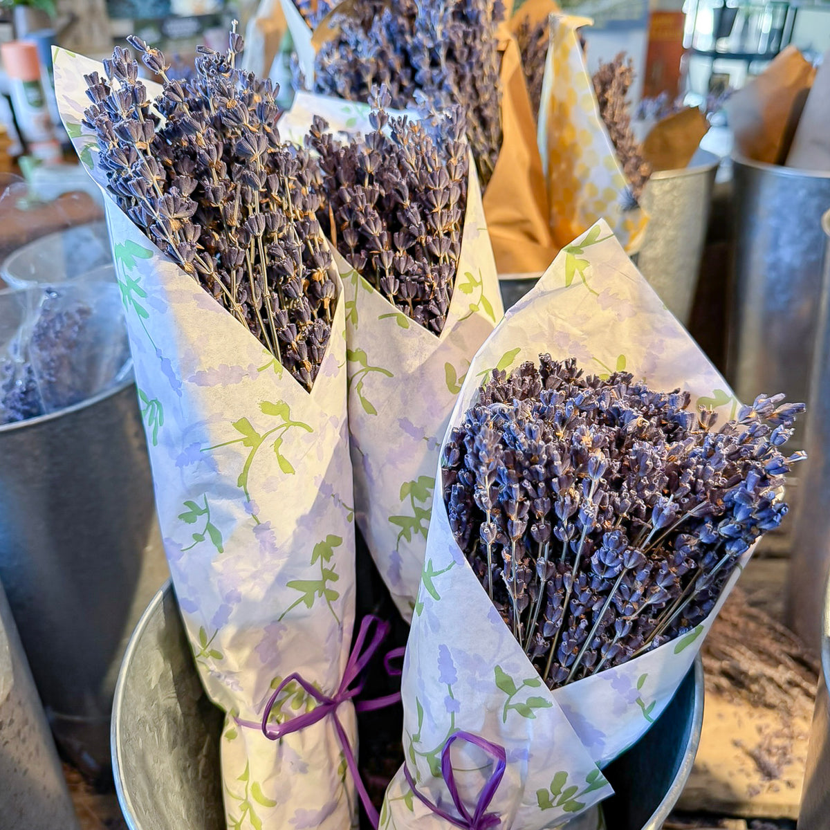 Large Dried Lavender Bundle  w/ Patterned Paper